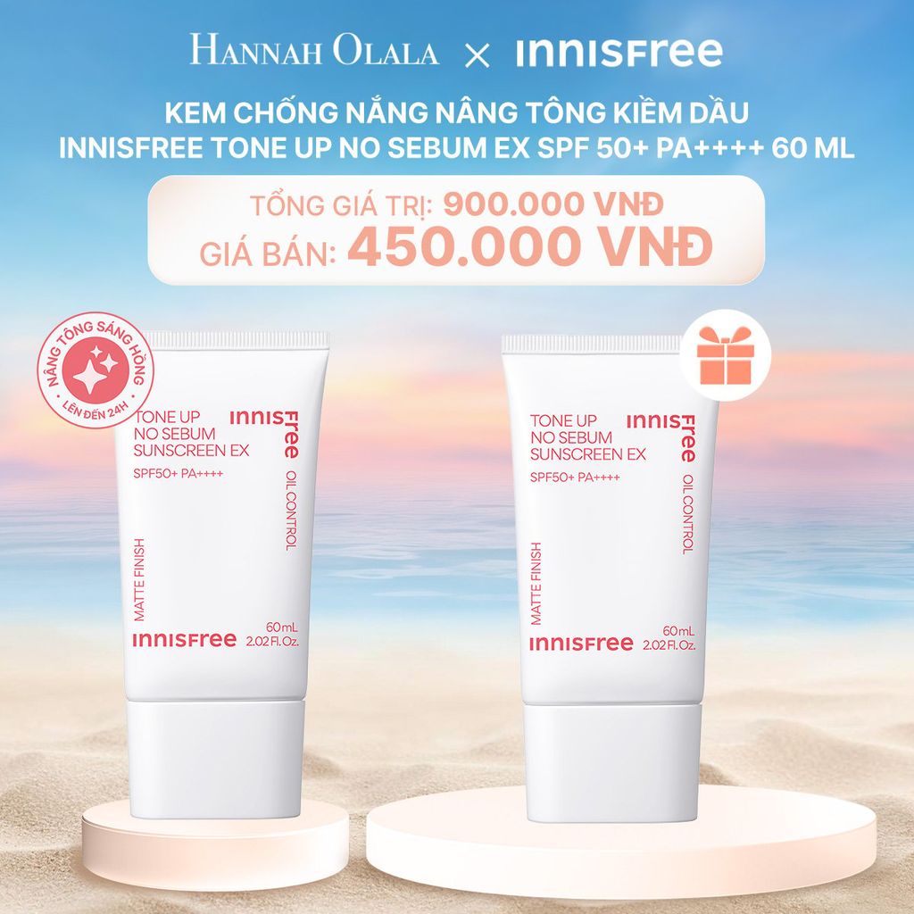  C120_DEAL 2: KEM CHỐNG NẮNG NÂNG TÔNG KIỀM DẦU INNISFREE TONE UP NO SEBUM EX SPF 50+ PA++++ 60 ML 
