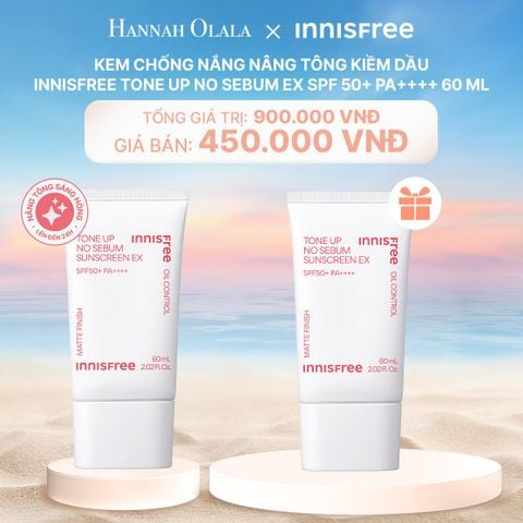  C120_DEAL 2: KEM CHỐNG NẮNG NÂNG TÔNG KIỀM DẦU INNISFREE TONE UP NO SEBUM EX SPF 50+ PA++++ 60 ML 