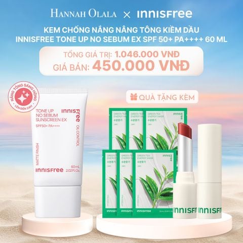  C131_DEAL 3: KEM CHỐNG NẮNG NÂNG TÔNG KIỀM DẦU INNISFREE TONE UP NO SEBUM EX SPF 50+ PA++++ 60 ML 