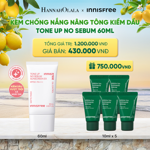  KEM CHỐNG NẮNG NÂNG TÔNG KIỀM DẦU INNISFREE TONE UP NO SEBUM 60ML 