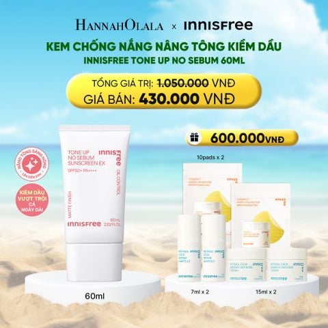  DEAL 11: KEM CHỐNG NẮNG NÂNG TÔNG KIỀM DẦU INNISFREE TONE UP NO SEBUM 60ML 
