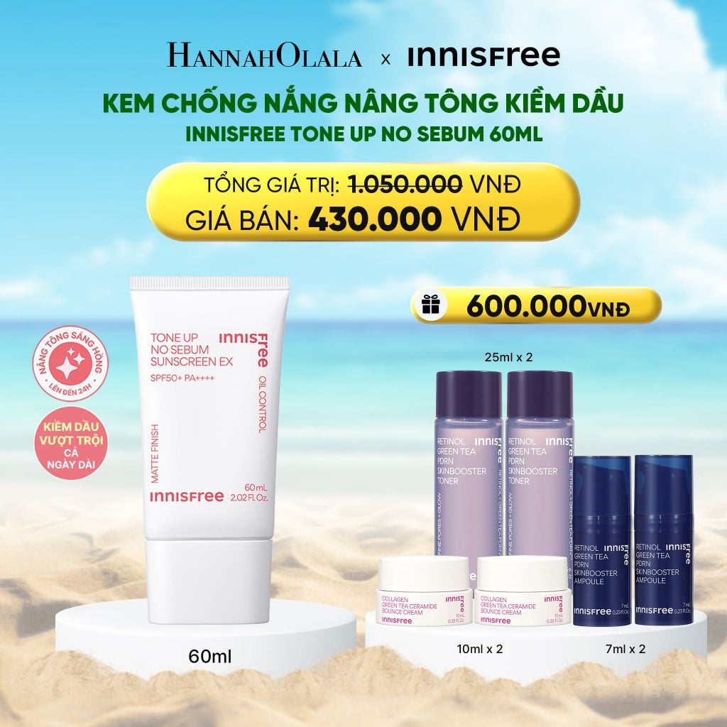  KEM CHỐNG NẮNG NÂNG TÔNG KIỀM DẦU INNISFREE TONE UP NO SEBUM 60ML 