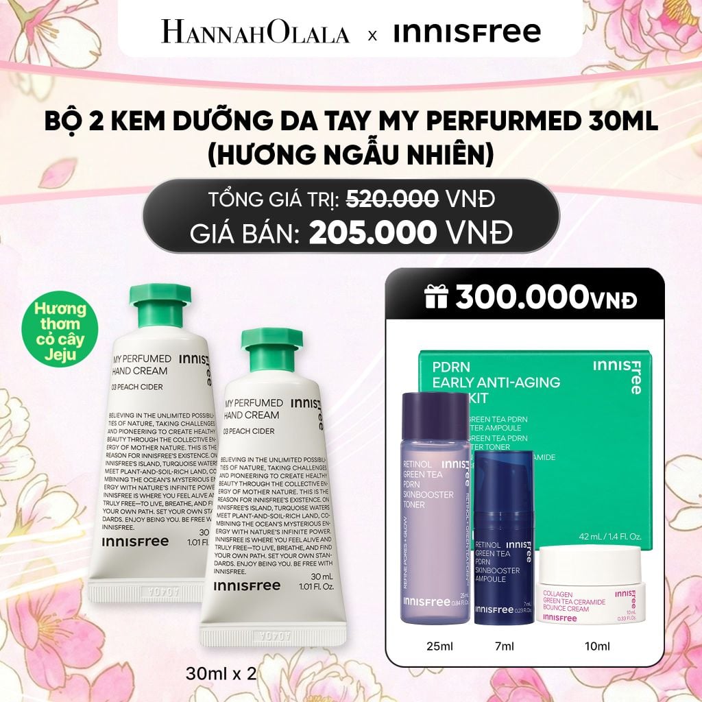  BỘ 2 KEM DƯỠNG DA TAY HƯƠNG NƯỚC HOA INNISFREE JEJU LIFE PERFUMED HAND CREAM 30ML - HƯƠNG ĐÀO 