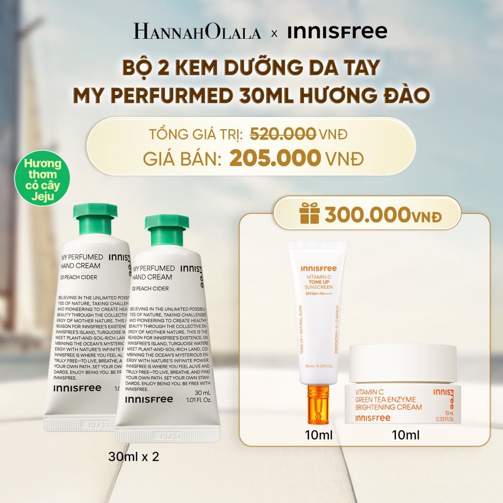  BỘ 2 KEM DƯỠNG DA TAY HƯƠNG NƯỚC HOA INNISFREE JEJU LIFE PERFUMED HAND CREAM 30ML - HƯƠNG ĐÀO - A617 