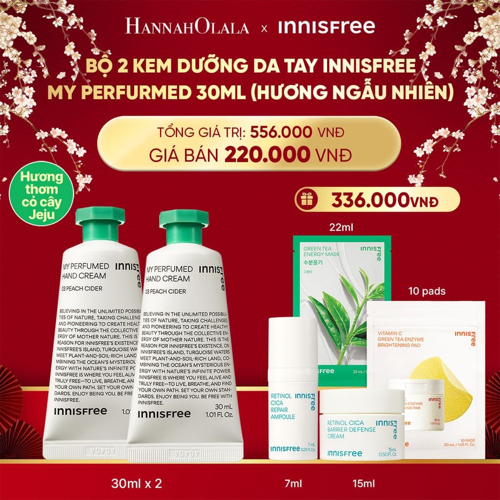  DEAL 9: BỘ 2 KEM DƯỠNG DA TAY INNISFREE MY PERFURMED 30ML (HƯƠNG NGẪU NHIÊN) 