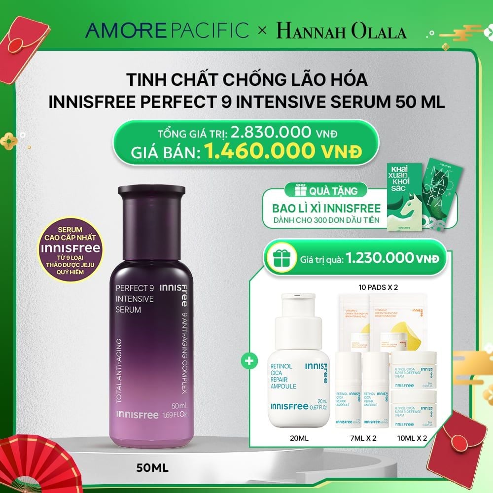  D103_DEAL 7: TINH CHẤT NGĂN NGỪA LÃO HÓA INNISFREE PERFECT 9 INTENSIVE SERUM 50 ML 