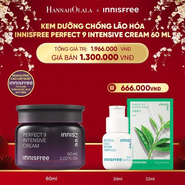  DEAL 8: KEM DƯỠNG CHỐNG LÃO HÓA INNISFREE PERFECT 9 INTENSIVE CREAM 60 ML 