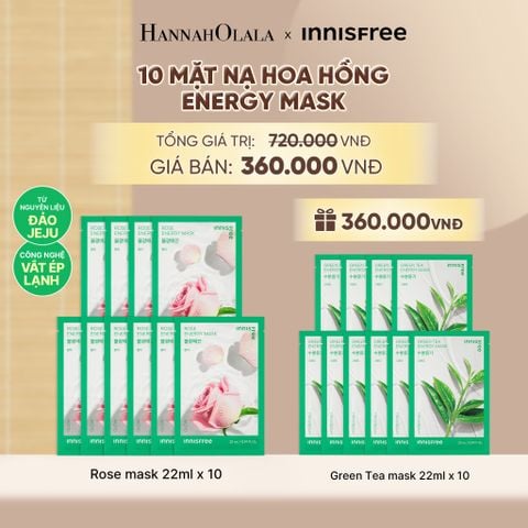  BỘ 10 MẶT NẠ GIẤY DƯỠNG DA HÀN QUỐC INNISFREE ROSE ENERGY MASK 22ML - A526 