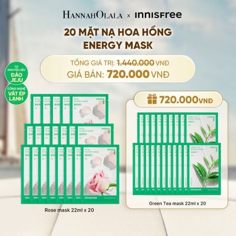  BỘ 20 MẶT NẠ GIẤY DƯỠNG DA HÀN QUỐC INNISFREE ROSE ENERGY MASK 22ML - A618 