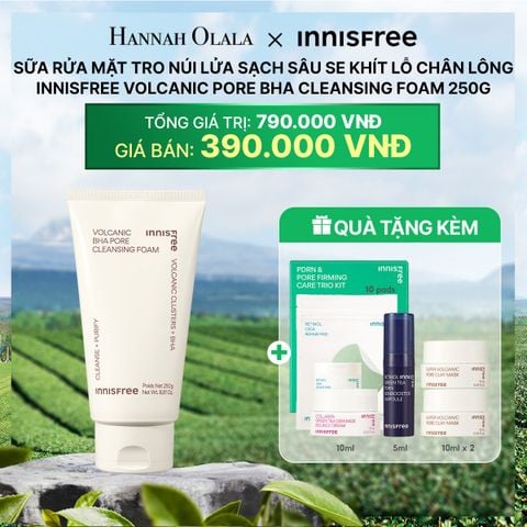  DEAL 19: SỮA RỬA MẶT TRO NÚI LỬA SẠCH SÂU SE KHÍT LỖ CHÂN LÔNG INNISFREE VOLCANIC PORE BHA CLEANSING FOAM 250G 