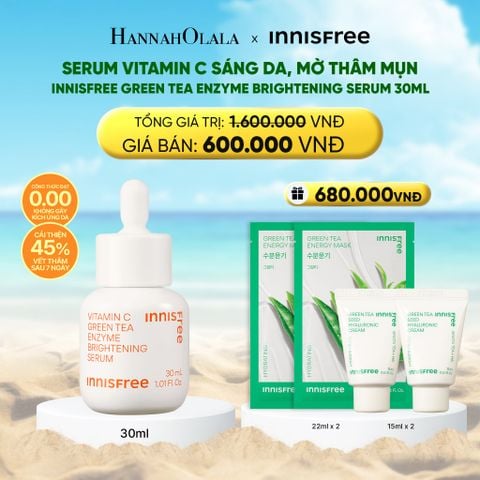  DEAL 4: [FLASH DEAL] SERUM VITAMIN C SÁNG DA, MỜ THÂM MỤN INNISFREE GREEN TEA ENZYME BRIGHTENING SERUM 30ML 