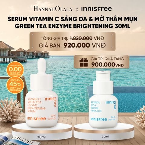  [FLASH DEAL] SERUM VITAMIN C SÁNG DA, MỜ THÂM MỤN INNISFREE GREEN TEA ENZYME BRIGHTENING SERUM 30ML 