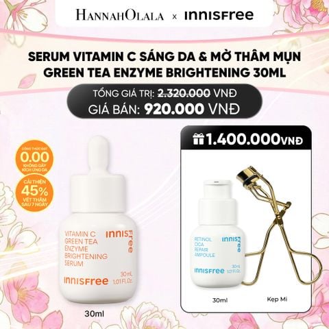  [FLASH DEAL] SERUM VITAMIN C SÁNG DA, MỜ THÂM MỤN INNISFREE GREEN TEA ENZYME BRIGHTENING SERUM 30ML 