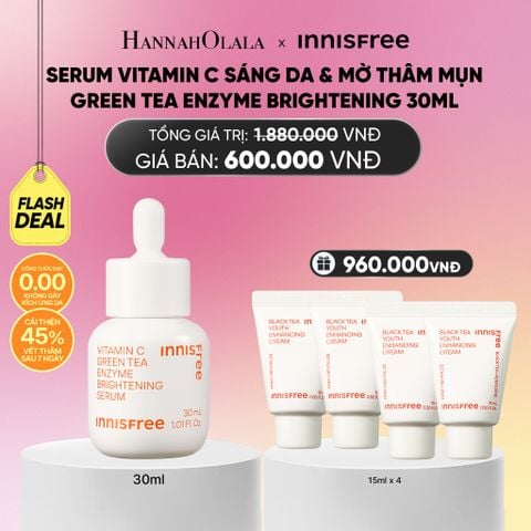  SERUM VITAMIN C SÁNG DA, MỜ THÂM MỤN INNISFREE GREEN TEA ENZYME BRIGHTENING SERUM 30ML - FLASH DEAL_ A03 