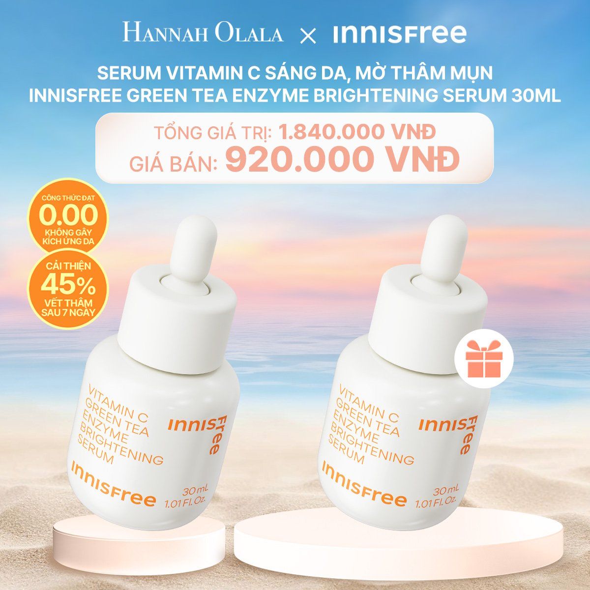  C132_DEAL 4: SERUM VITAMIN C SÁNG DA, MỜ THÂM MỤN INNISFREE GREEN TEA ENZYME BRIGHTENING SERUM 30ML 
