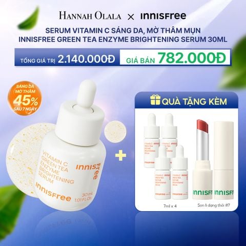  M73_DEAL 3: SERUM VITAMIN C SÁNG DA, MỜ THÂM MỤN INNISFREE GREEN TEA ENZYME BRIGHTENING SERUM 30ML 