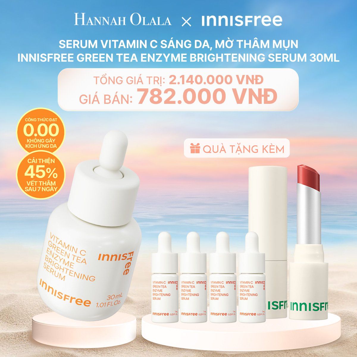  C134_DEAL 6: SERUM VITAMIN C SÁNG DA, MỜ THÂM MỤN INNISFREE GREEN TEA ENZYME BRIGHTENING SERUM 30ML 