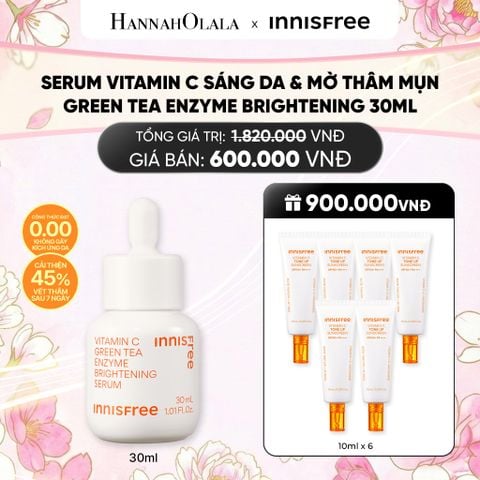  [FLASH DEAL] SERUM VITAMIN C SÁNG DA, MỜ THÂM MỤN INNISFREE GREEN TEA ENZYME BRIGHTENING SERUM 30ML 