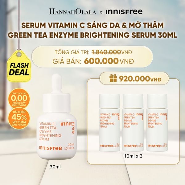  [FLASH DEAL] SERUM VITAMIN C SÁNG DA MỜ THÂM MỤN INNISFREE GREEN TEA ENZYME BRIGHTENING SERUM 30ML - A215 