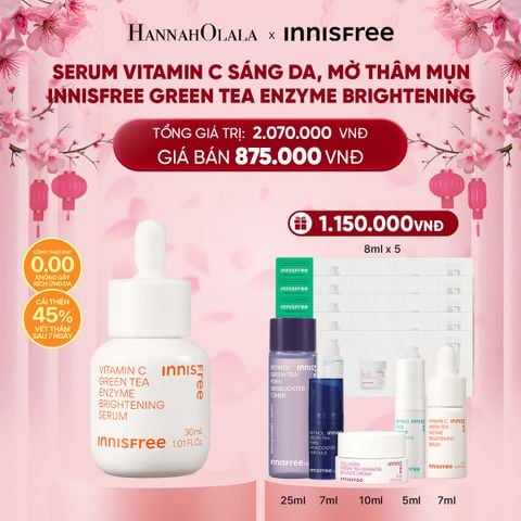  DEAL 4: SERUM VITAMIN C SÁNG DA, MỜ THÂM MỤN INNISFREE GREEN TEA ENZYME BRIGHTENING SERUM 30ML 
