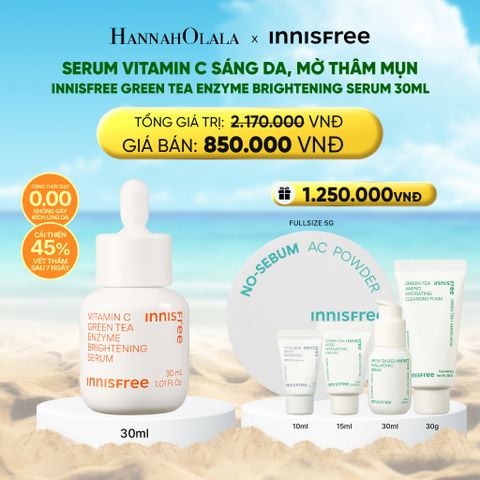  DEAL 4: SERUM VITAMIN C SÁNG DA, MỜ THÂM MỤN INNISFREE GREEN TEA ENZYME BRIGHTENING SERUM 30ML 