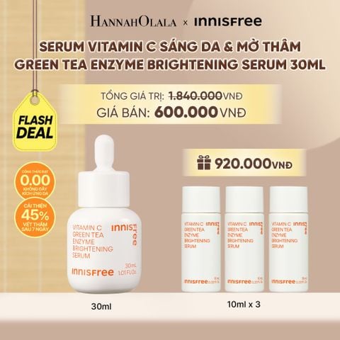  [FLASH DEAL] SERUM VITAMIN C SÁNG DA MỜ THÂM MỤN INNISFREE GREEN TEA ENZYME BRIGHTENING SERUM 30ML - A538 