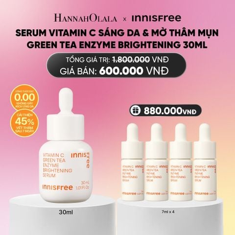  SERUM VITAMIN C SÁNG DA, MỜ THÂM MỤN INNISFREE GREEN TEA ENZYME BRIGHTENING SERUM 30ML - FLASH DEAL_A1406 
