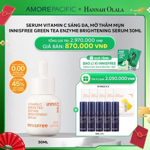  D100_DEAL 4: SERUM VITAMIN C SÁNG DA, MỜ THÂM MỤN INNISFREE GREEN TEA ENZYME BRIGHTENING SERUM 30ML 
