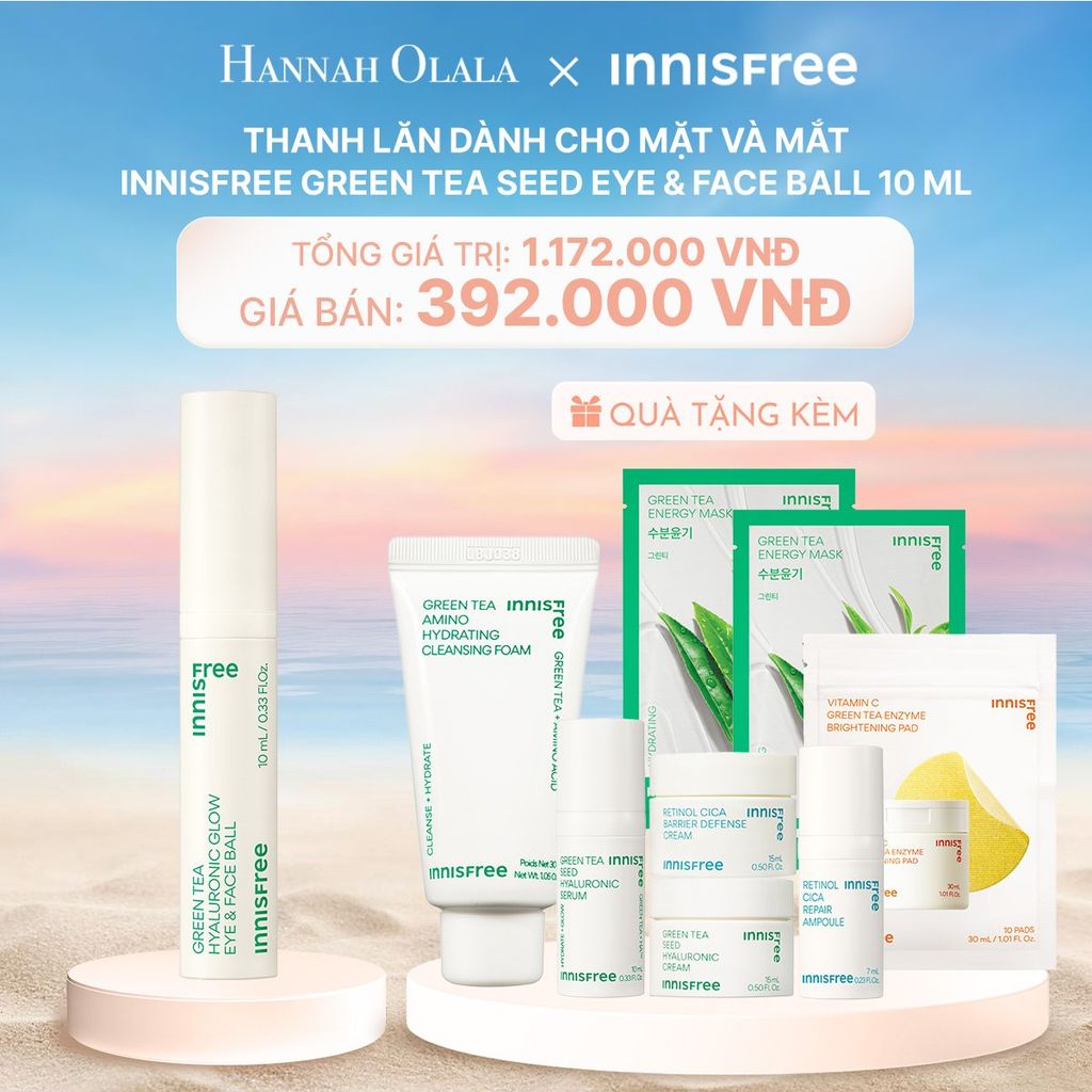  DEAL 23RE: THANH LĂN DÀNH CHO MẶT VÀ MẮT INNISFREE GREEN TEA SEED EYE & FACE BALL 10 ML 