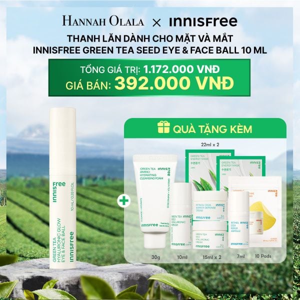  DEAL 15RE: THANH LĂN DÀNH CHO MẶT VÀ MẮT INNISFREE GREEN TEA SEED EYE & FACE BALL 10ML 