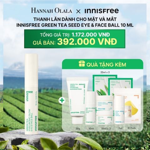  DEAL 15RE: THANH LĂN DÀNH CHO MẶT VÀ MẮT INNISFREE GREEN TEA SEED EYE & FACE BALL 10ML 