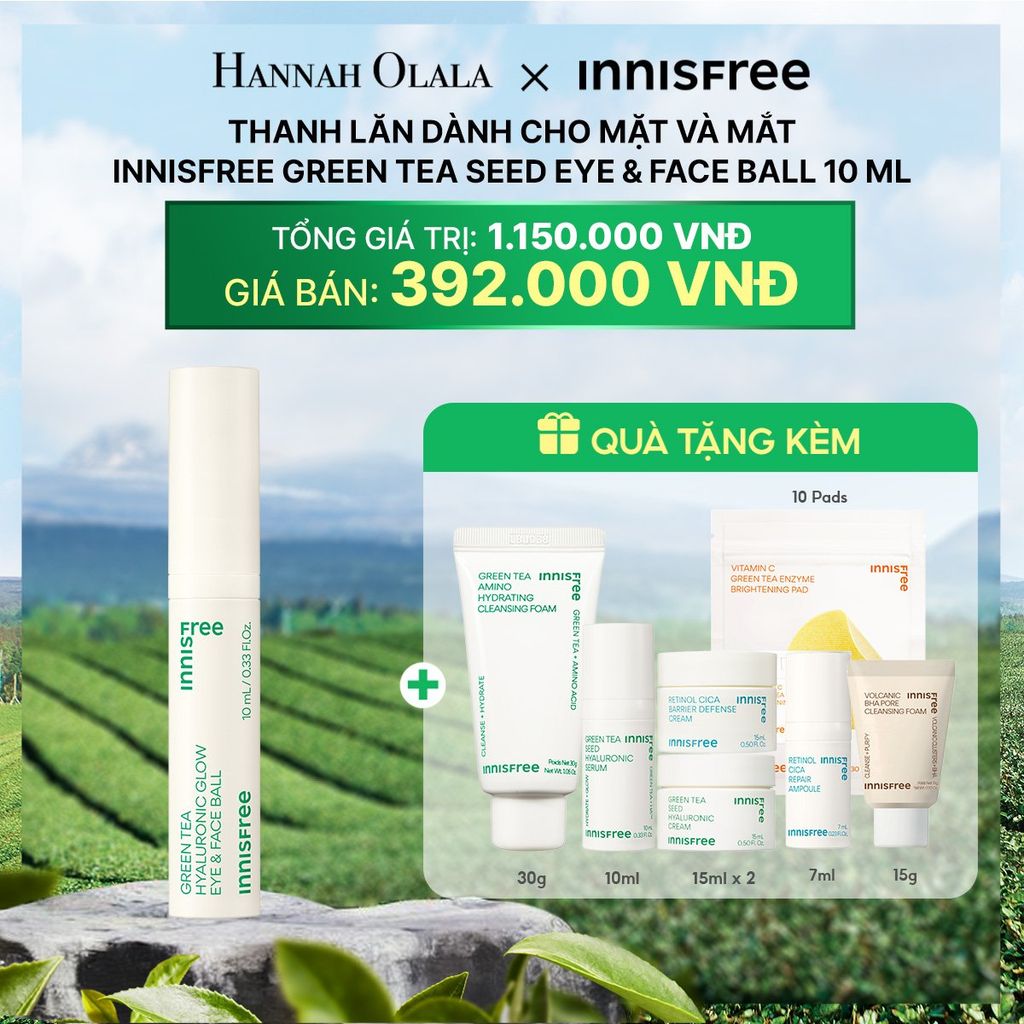  DEAL 15: THANH LĂN DÀNH CHO MẶT VÀ MẮT INNISFREE GREEN TEA SEED EYE & FACE BALL 10ML 