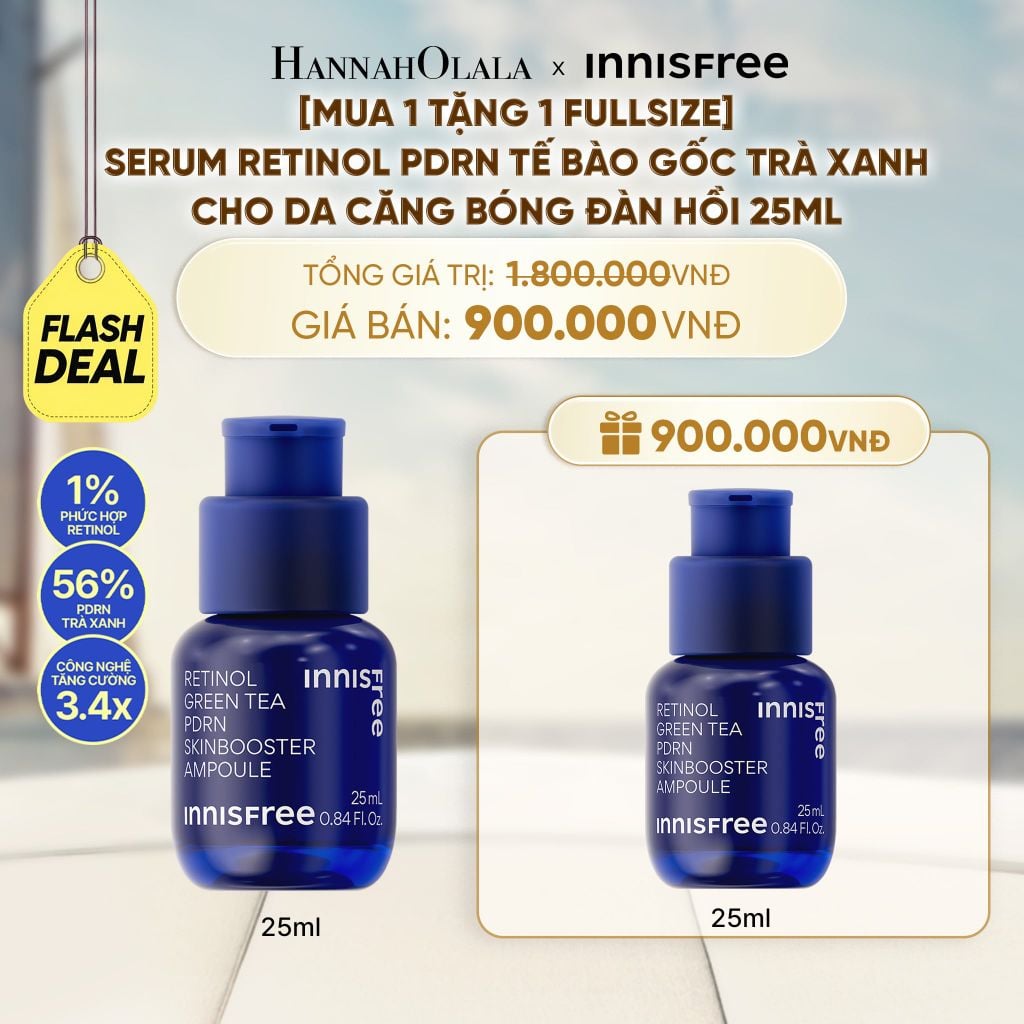  [MUA 1 TẶNG 1 FULLSIZE] SERUM RETINOL PDRN TẾ BÀO GỐC TRÀ XANH CHO DA CĂNG BÓNG ĐÀN HỒI 25ML 
