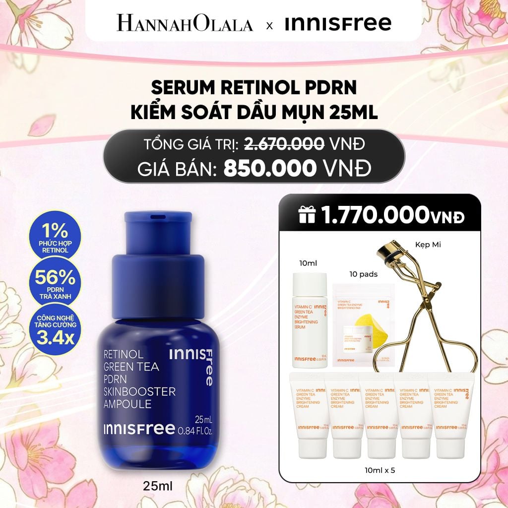  SERUM RETINOL PDRN TẾ BÀO GỐC TRÀ XANH CHO DA CĂNG BÓNG, ĐÀN HỒI 25ML 