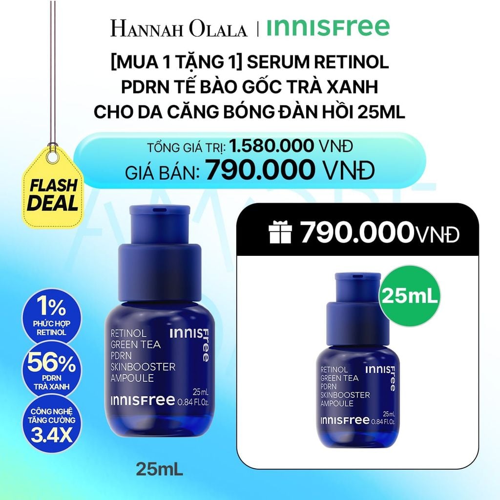  DEAL 4: [MUA 1 TẶNG 1] SERUM RETINOL PDRN TẾ BÀO GỐC TRÀ XANH CHO DA CĂNG BÓNG ĐÀN HỒI 25ML_ A99 