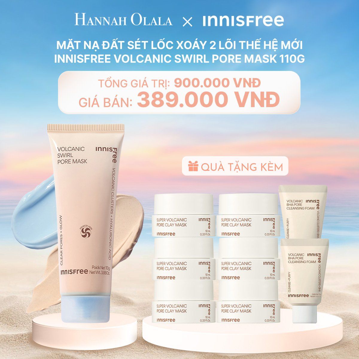  C118_DEAL 18: MẶT NẠ ĐẤT SÉT LỐC XOÁY 2 LÕI THẾ HỆ MỚI INNISFREE VOLCANIC SWIRL PORE MASK 110G 