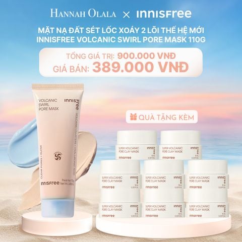  DEAL 18RE: MẶT NẠ ĐẤT SÉT LỐC XOÁY 2 LÕI THẾ HỆ MỚI INNISFREE VOLCANIC SWIRL PORE MASK 110G 