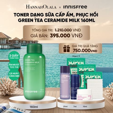  TONER DẠNG SỮA CẤP ẨM, PHỤC HỒI INNISFREE GREEN TEA CERAMIDE MILK 160ML_ D1627 