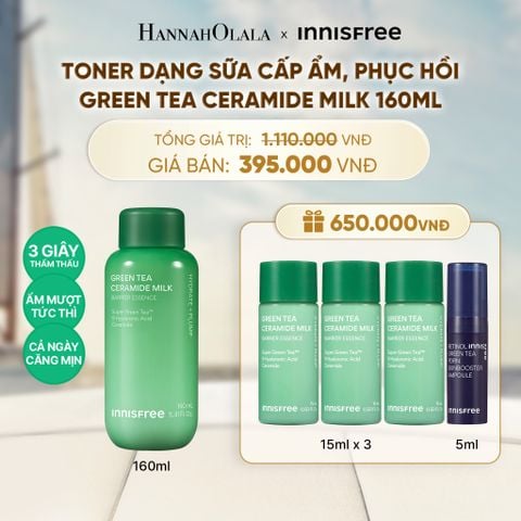  TONER DẠNG SỮA CẤP ẨM PHỤC HỒI INNISFREE GREEN TEA CERAMIDE MILK 160ML - A1382 