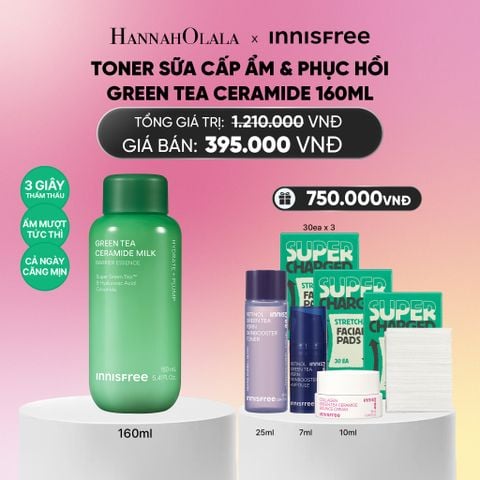  TONER DẠNG SỮA CẤP ẨM, PHỤC HỒI INNISFREE GREEN TEA CERAMIDE MILK 160ML_A1409 