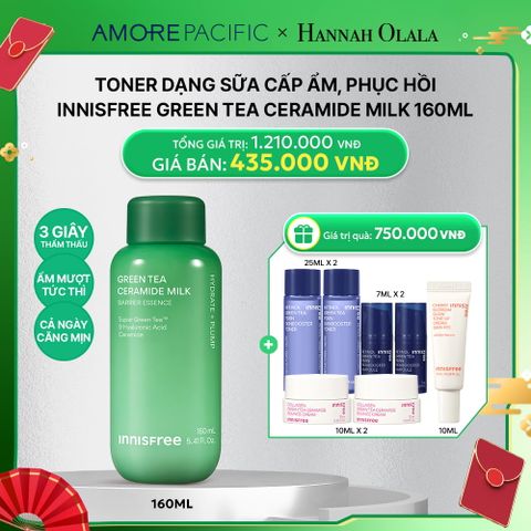  D90_DEAL 1: TONER DẠNG SỮA CẤP ẨM, PHỤC HỒI INNISFREE GREEN TEA CERAMIDE MILK 160ML 