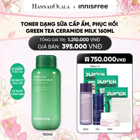  TONER DẠNG SỮA CẤP ẨM, PHỤC HỒI INNISFREE GREEN TEA CERAMIDE MILK 160ML 