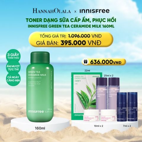  A1076_DEAL 1: TONER DẠNG SỮA CẤP ẨM, PHỤC HỒI INNISFREE GREEN TEA CERAMIDE MILK 160ML 