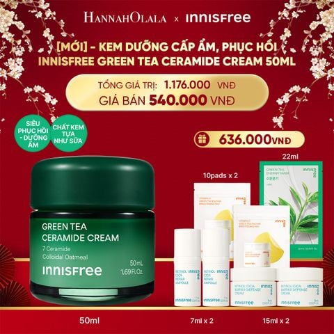  DEAL 2: KEM DƯỠNG CẤP ẨM, PHỤC HỒI INNISFREE GREEN TEA CERAMIDE CREAM 50ML 