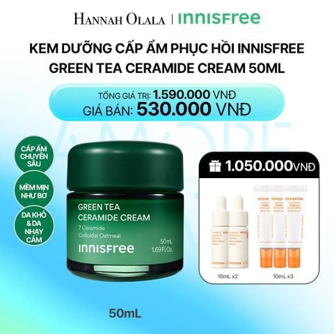  DEAL 6: KEM DƯỠNG CẤP ẨM PHỤC HỒI INNISFREE GREEN TEA CERAMIDE CREAM 50ML_ A98 
