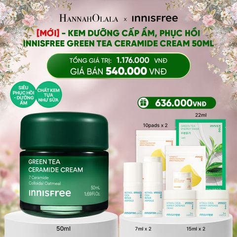  DEAL 2: KEM DƯỠNG CẤP ẨM, PHỤC HỒI INNISFREE GREEN TEA CERAMIDE CREAM 50ML 