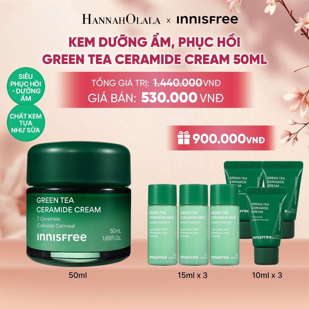  KEM DƯỠNG CẤP ẨM PHỤC HỒI INNISFREE GREEN TEA CERAMIDE CREAM 50ML - A1387 