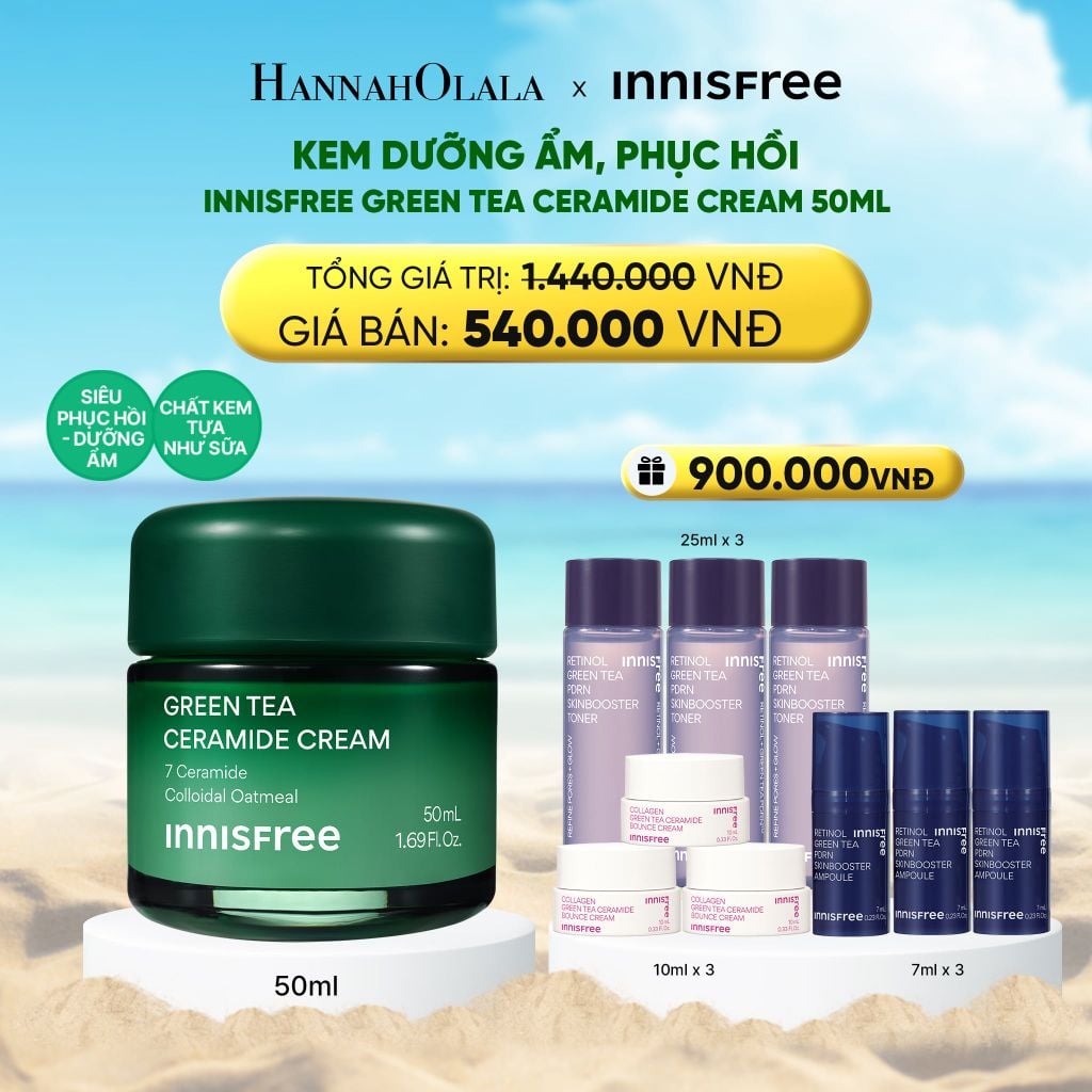  KEM DƯỠNG CẤP ẨM, PHỤC HỒI INNISFREE GREEN TEA CERAMIDE CREAM 50ML 