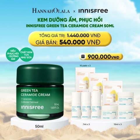  DEAL 2: KEM DƯỠNG CẤP ẨM, PHỤC HỒI INNISFREE GREEN TEA CERAMIDE CREAM 50ML 