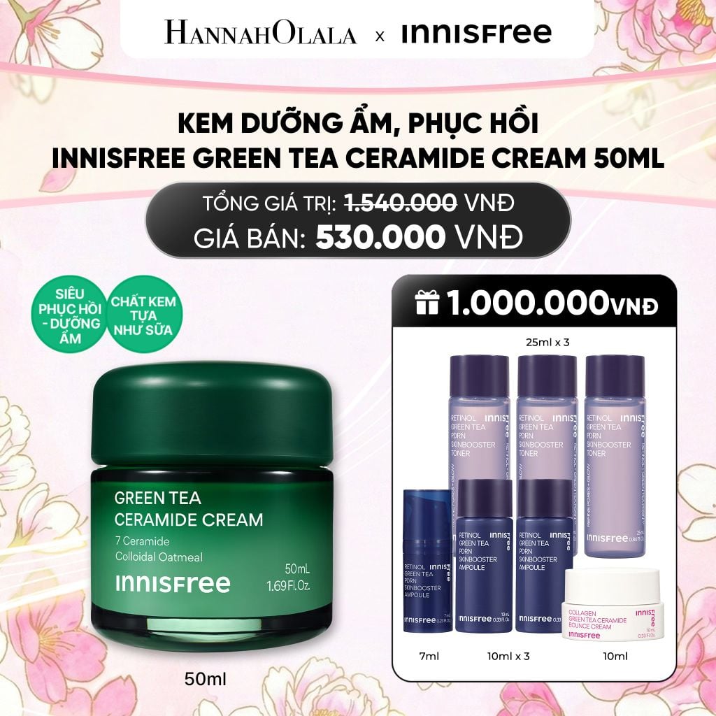  KEM DƯỠNG CẤP ẨM, PHỤC HỒI INNISFREE GREEN TEA CERAMIDE CREAM 50ML 